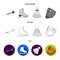 Darts darts, white skate skates, badminton shuttlecock, glove for the game.Sport set collection icons in flat,outline