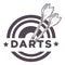 Darts game, two missiles, throwers on a dartboard sketch