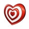 Darts icon. Target icon. Darts in the form of heart. Red heart. Valentines day. Wedding. Love. Heart 3d rendering. 3d Illustration