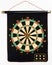 Darts set on a black sheet board