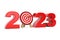 Darts Target as 2023 year Sign. 3d Rendering