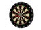 Dartsã€€hit on Dartboard  white background close up, 3DCG illustration