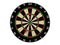 Dartsã€€hit on Dartboard  white background close up, 3DCG illustration