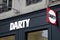 Darty logo text and brand sign entrance shop electronic retail french chain store