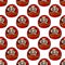 Daruma japanese traditional doll seamless doodle pattern, vector illustration