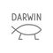 Darwin fish, evolution line icon.