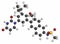 Dasabuvir hepatitis C virus drug molecule. Atoms are represented as spheres with conventional color coding: hydrogen (white),