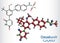 Dasabuvir molecule. It is antiviral drug used to treat hepatitis C virus, HCV, infections. Structural chemical formula and