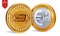Dash. Euro coin. 3D isometric Physical coins. Digital currency. Cryptocurrency. Golden coins with Dash and Euro symbol isolated on