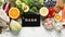 Dash flexitarian mediterranean diet on light background