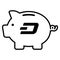 Dash Icon On Piggy Bank Isolated