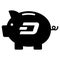 Dash Icon On Piggy Bank Isolated