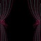 Dash line curtains. Pink and white on black background.