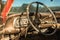 Dashboard of acient rusted car