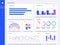 Dashboard interface. Admin panel statistic diagrams cards, web page data charts and graphic UI screen diagrams vector