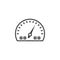 Dashboard line icon, speedometer gauge outline logo illus