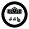 Dashboard pedals icon in circle round black color vector illustration image solid outline style