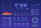 Dashboard template. Ux ui analytics interface, information panel with finance graphs, pie chart and column diagrams