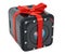 Dashcam DVR with bow and ribbon, 3D rendering. Gift concept