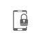 Data access safety, locked padlock, mobile lock, secured mobile phone, security lock icon