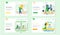 Data analysis, analytics landing page template set of four scenes, business research concept