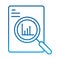 Data analysis, document information chart economy magnifier, gradient blue line icon