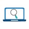 Data analysis, laptop magnifier business strategy and investment flat icon