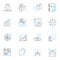Data Analysis linear icons set. Insights, Metrics, Analytics, Statistics, Algorithms, Dashboards, Visualization line