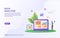 Data analysis and management concept. People analyze management data. Look at chart movements. Can use for web landing page,