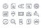 Data analysis and Research related line icon set.