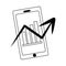 Data analysis, smartphone screen with graphs, perspective business strategy line icon