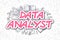 Data Analyst - Doodle Magenta Text. Business Concept.