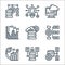 data analytics line icons. linear set. quality vector line set such as database storage, data security, data analytics, hierarchy