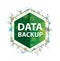 Data Backup floral plants pattern green hexagon button