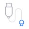 Data cable thin line color vector icon