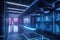 data center in futuristic sci-fi world, with floating holographic displays and artificial intelligence