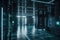 data center in futuristic sci-fi world, with floating holographic displays and artificial intelligence