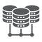 Data Center glyph icon, data and analytics