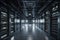 data center with shelves of servers and processors, cloud storage and backup devices