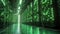 Data Center Symphony: Green Matrix Lights, Glowing Servers, generative ai