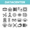 Data Center, Technology Linear Vector Icons Set