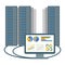 Data centre icon of computer and blocks vector illustration