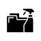 Data cleaning black glyph icon