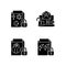 Data confidentiality black glyph icons set on white space