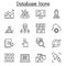 Data, Database, data mining, diagram, chart and graph icon set in thin line style