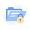 Data file with padlock showing flat concept icon of secure folder, data security vector