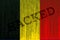 Data Hacked Belgium flag. Belgian flag with binary code.