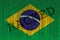 Data Hacked Brasil flag. Brazilian flag with binary code.