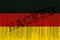 Data Hacked Germany flag. German flag with binary code.