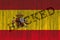 Data Hacked Spain flag. Spain flag with binary code.